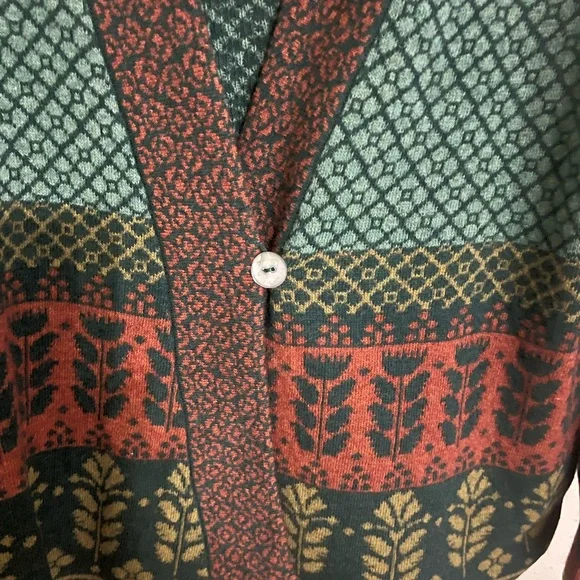 Gudrun Sjoden Forest Green and Rust Cardigan - Picture 3 of 5